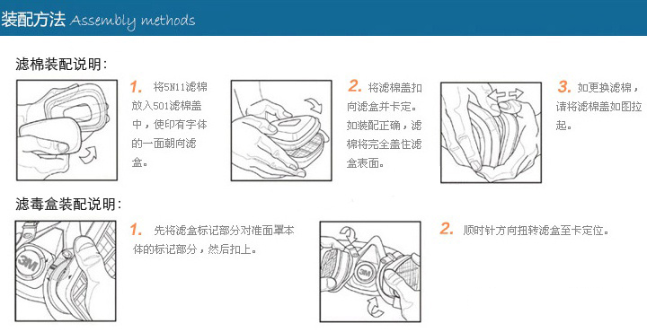 3m620P<a href='https://www.jcehs.cn/fangdumianjv'>防毒面具</a>滤毒盒安装方法