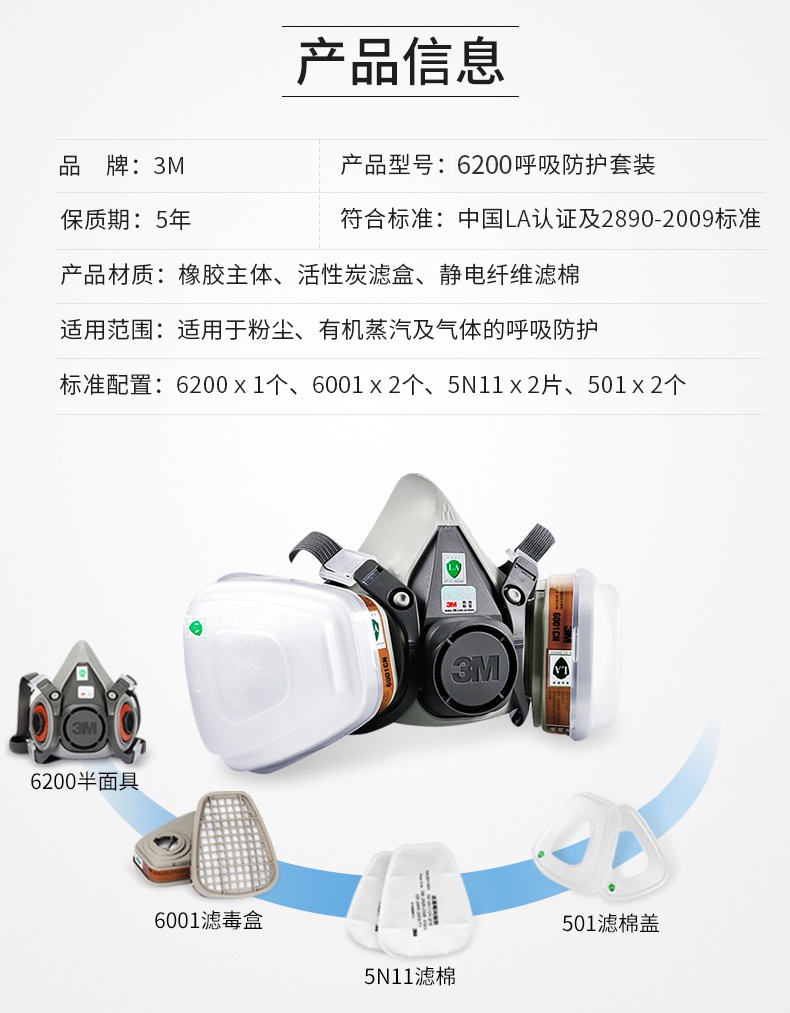 <a href='https://www.jcehs.cn/3m'>3M</a>6200尘毒呼吸防护套装组装图